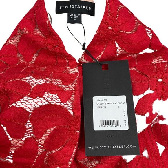 NWT Stylestalker Cassia Lace Strapless Dress Wild Fig Small - Picture 7 of 13